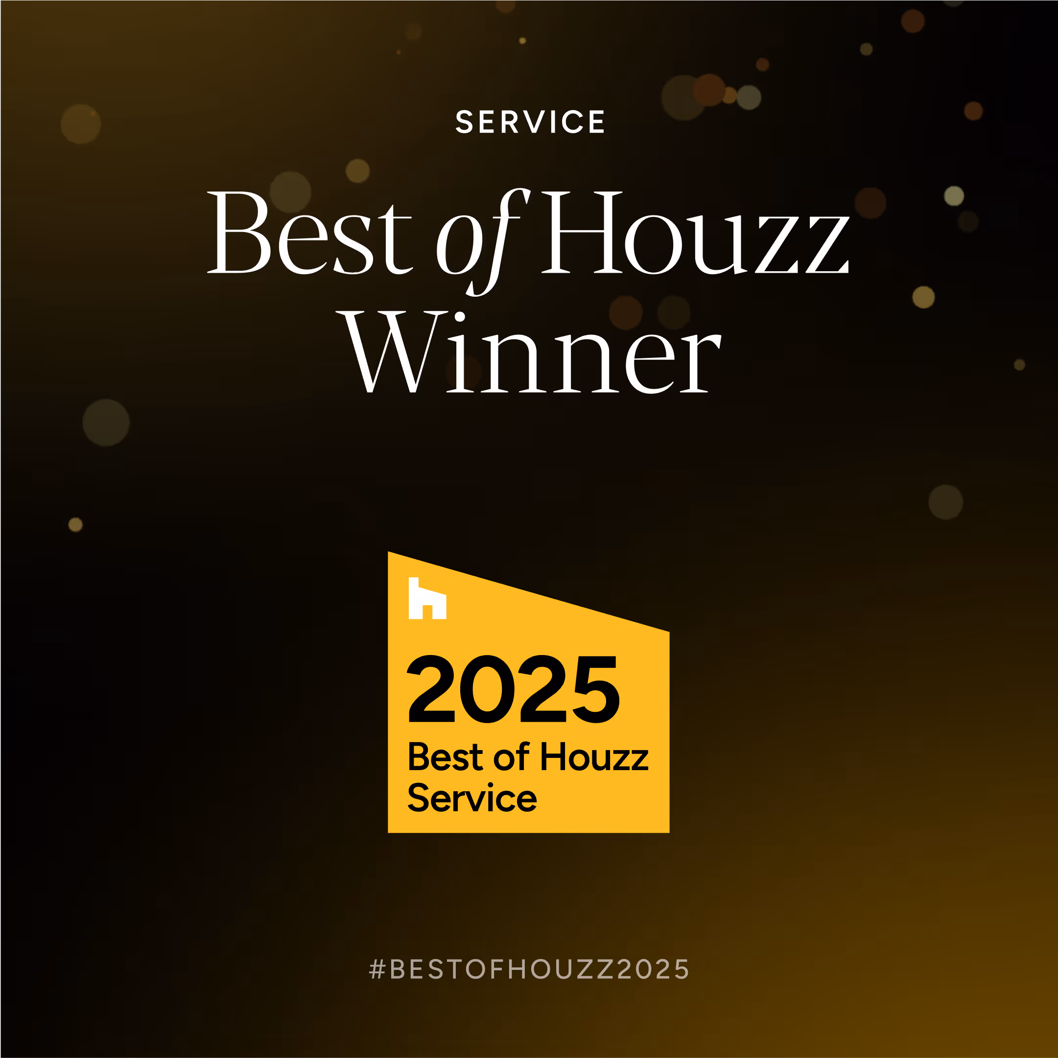 2025 Best of Houzz Service Winner award on dark background