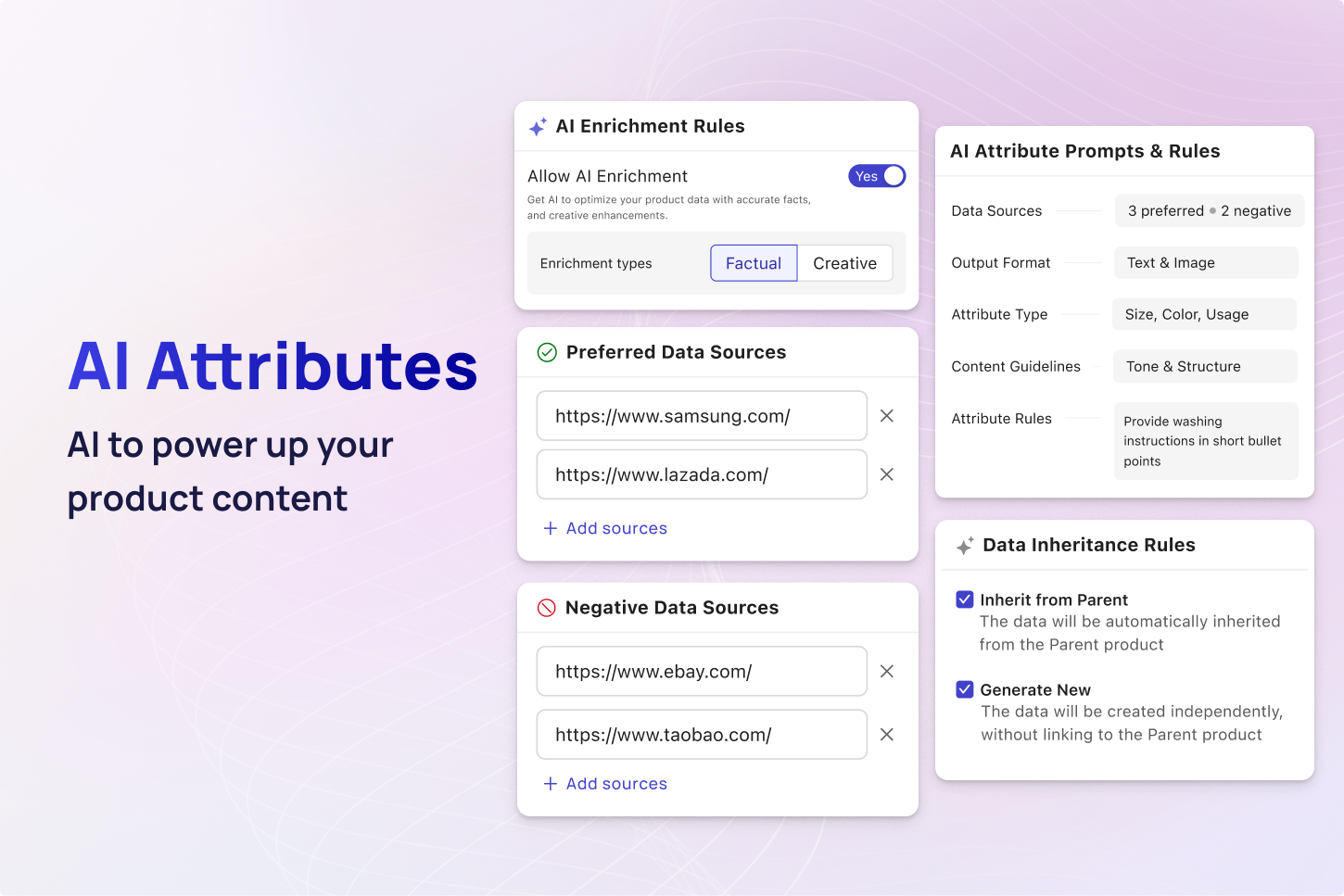 AI Attribute upgrades, designed to give you more control over data sources, output formats, and content rules