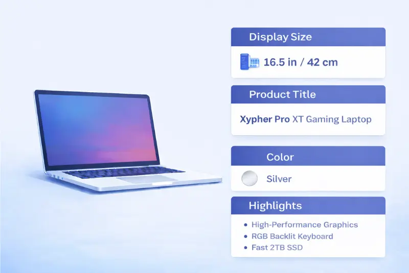an image of a laptop pc displaying several structured attributes to describe them