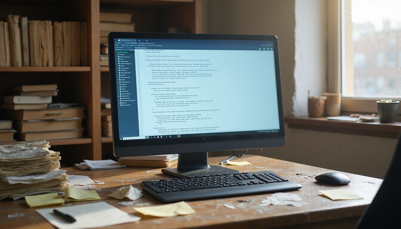 A cluttered desk reflects the chaos of RPA implementation in supply chains. A cluttered desk reflects the chaos of RPA implementation in supply chains.