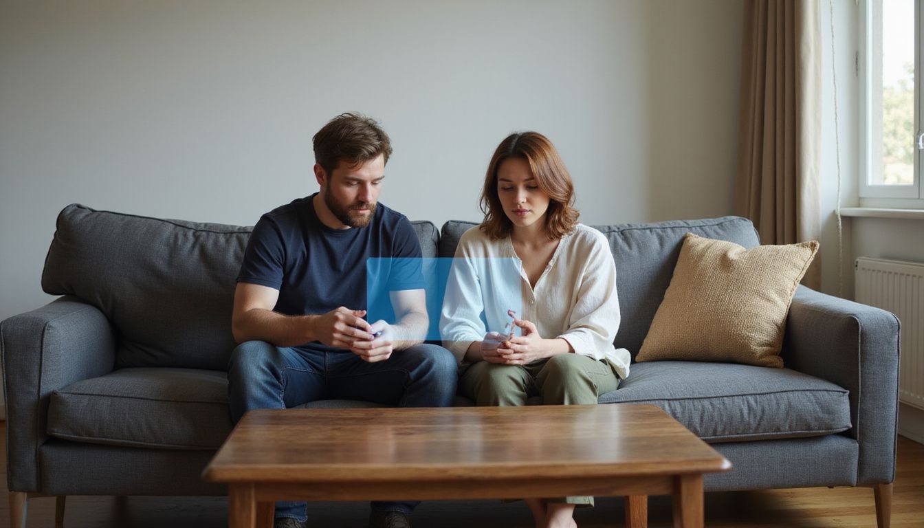 A couple enjoys a relaxed moment on a modern sofa. A couple enjoys a relaxed moment on a modern sofa.