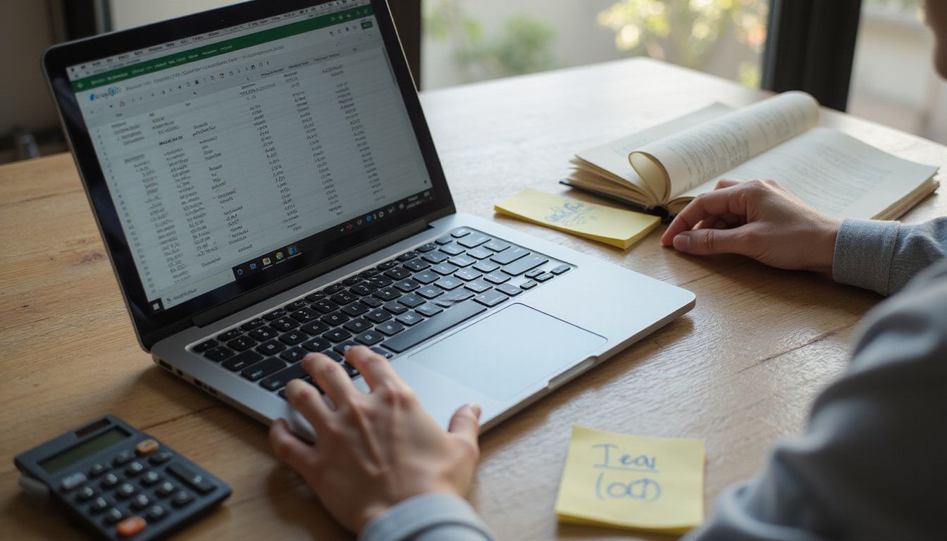 A well-organised desk with a laptop and financial documents.