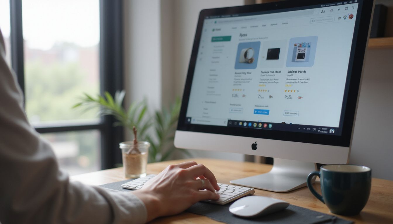A professional workspace showcasing a modern B2B e-commerce website interface.