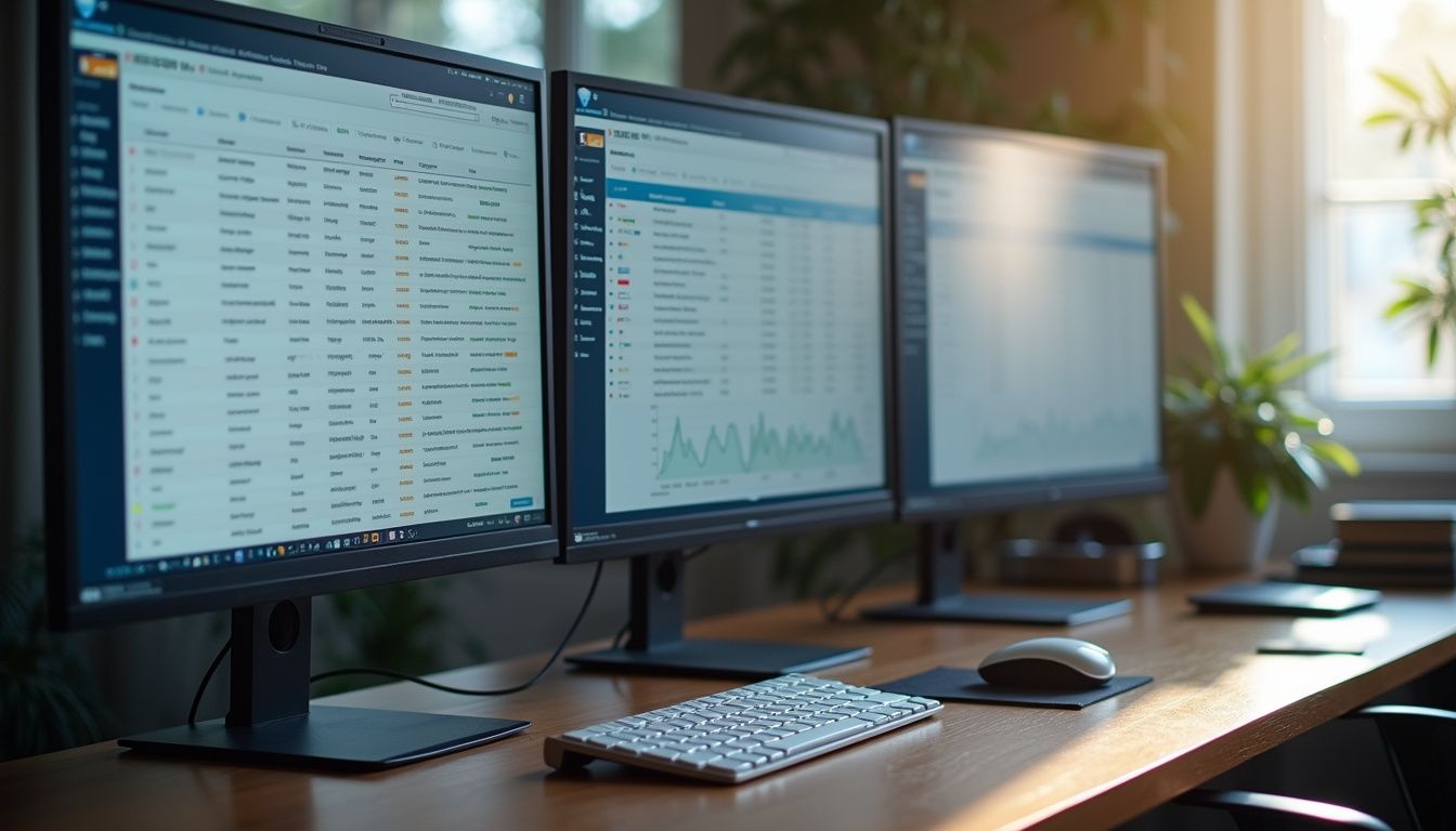 A modern office setup displays a digital customer support dashboard. A modern office setup displays a digital customer support dashboard.
