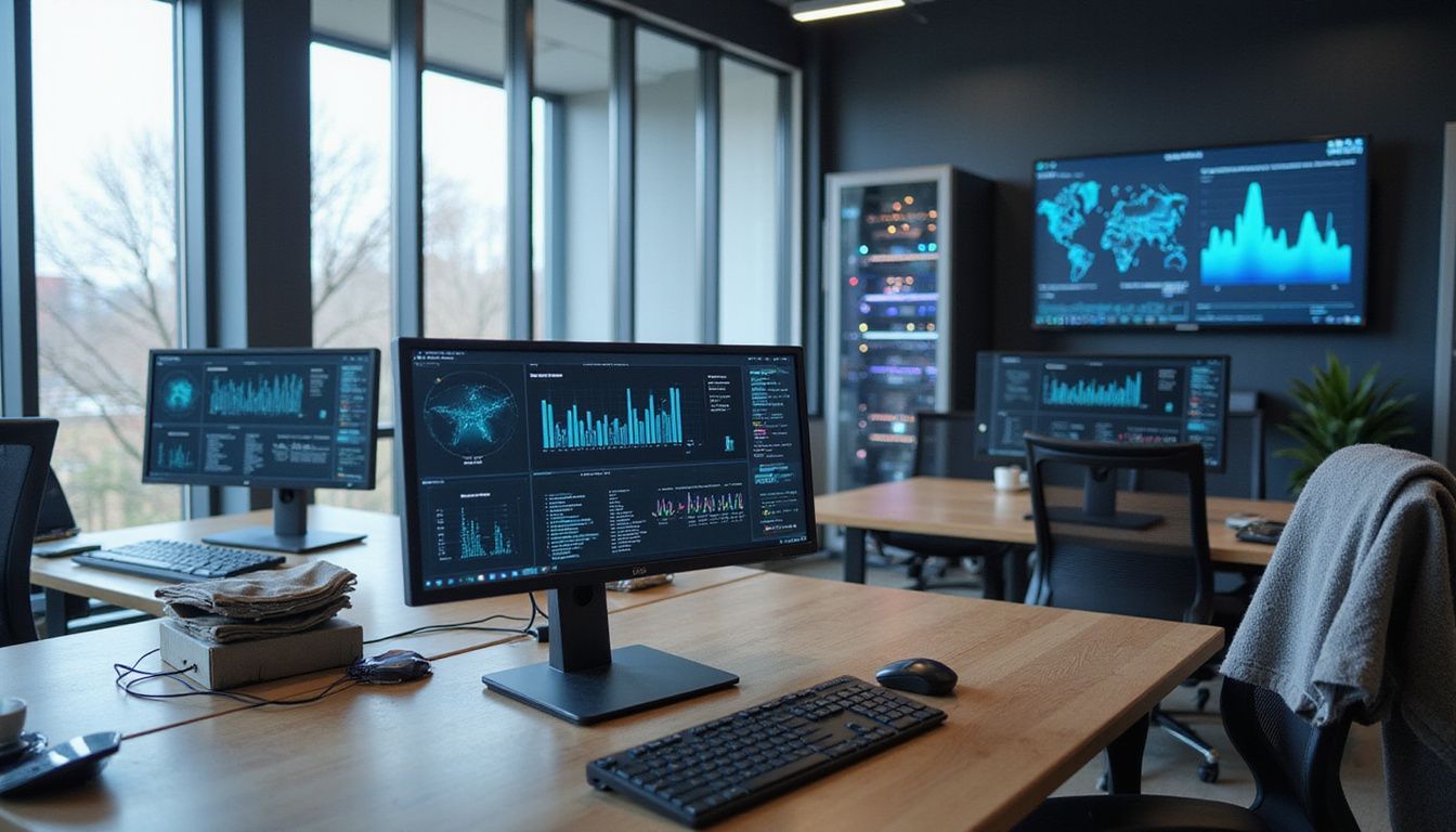 Modern office space with sleek design and advanced technology. Modern office space with sleek design and advanced technology.