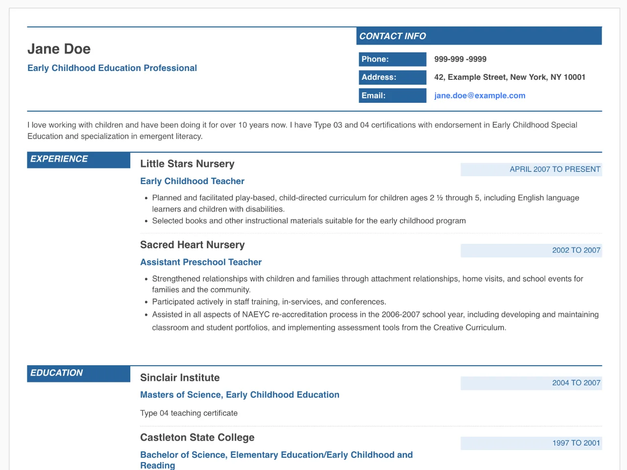 Early Childhood Teacher