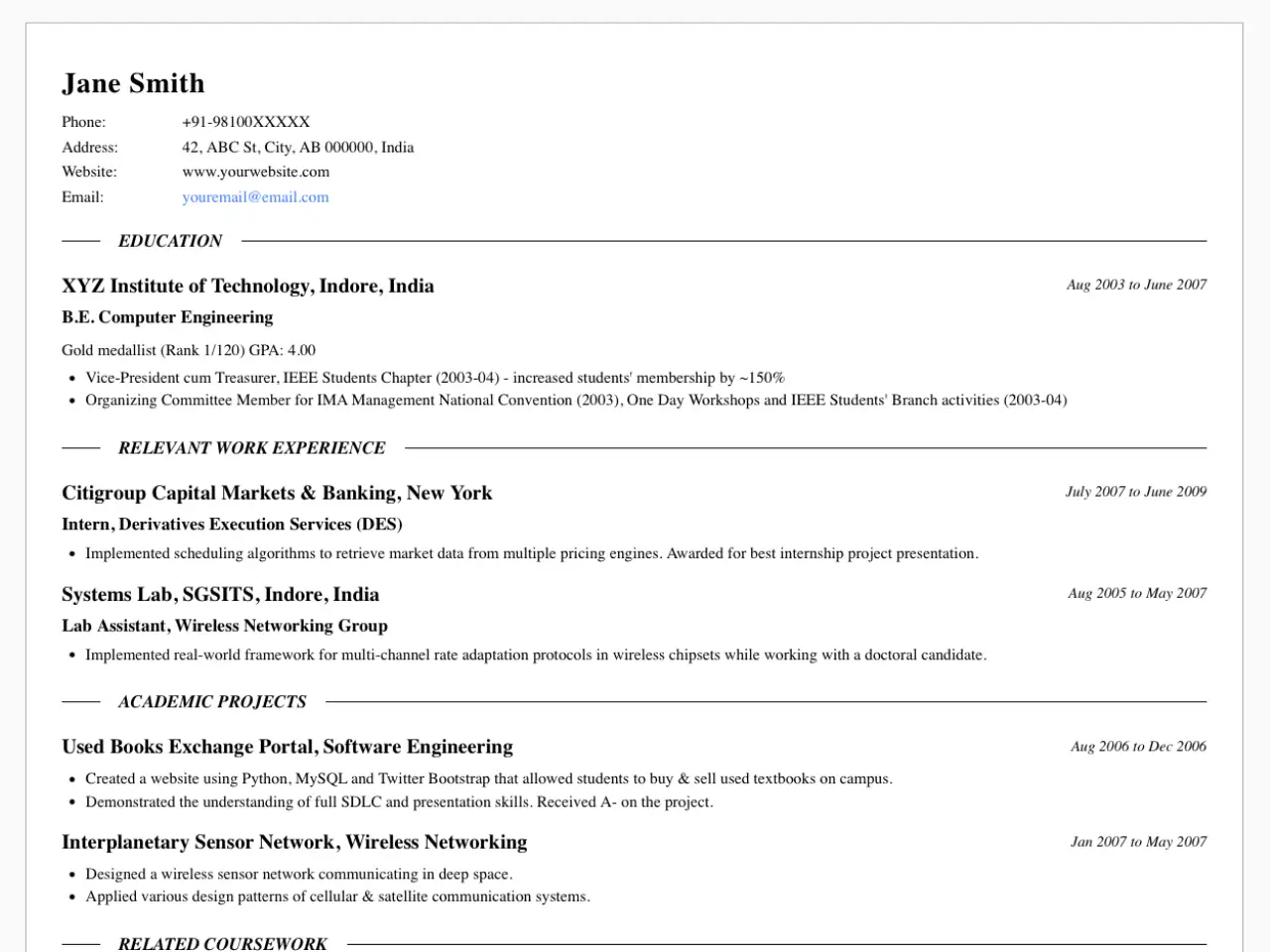 MS/MIS Applications Resume