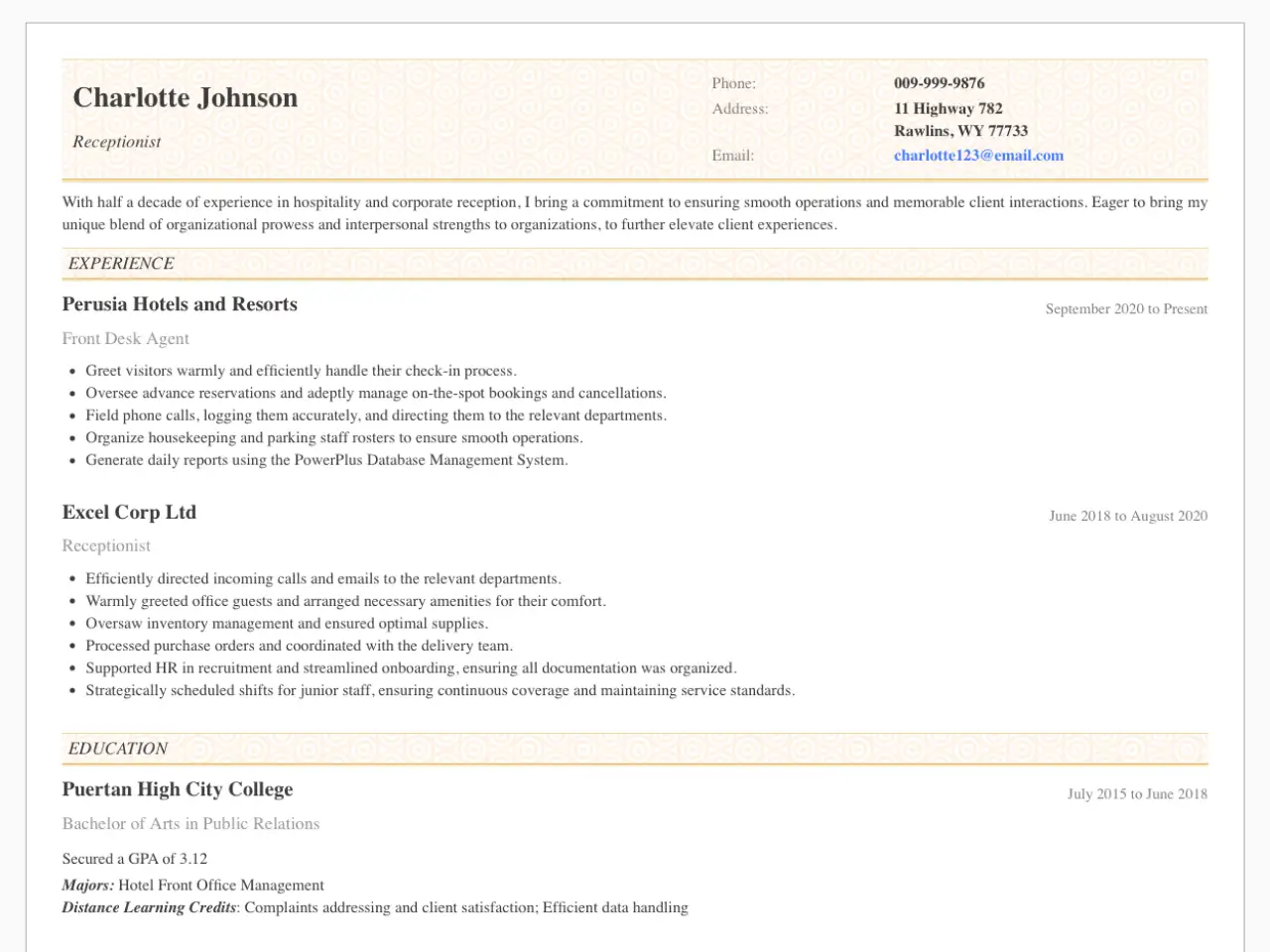 Receptionist