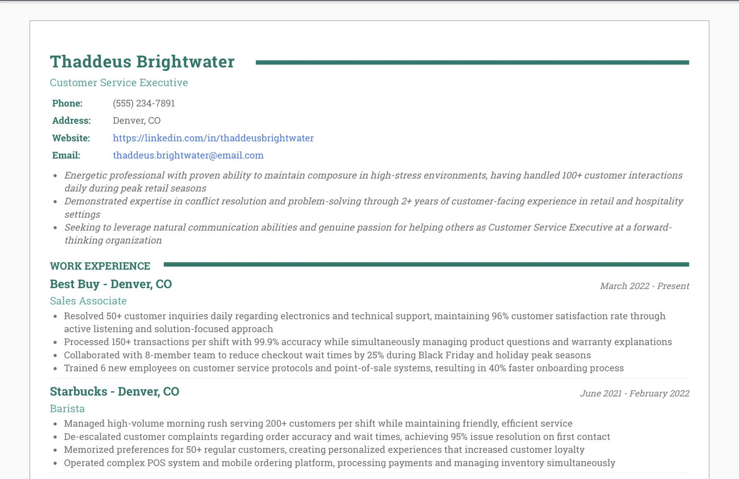 Customer Service Executive