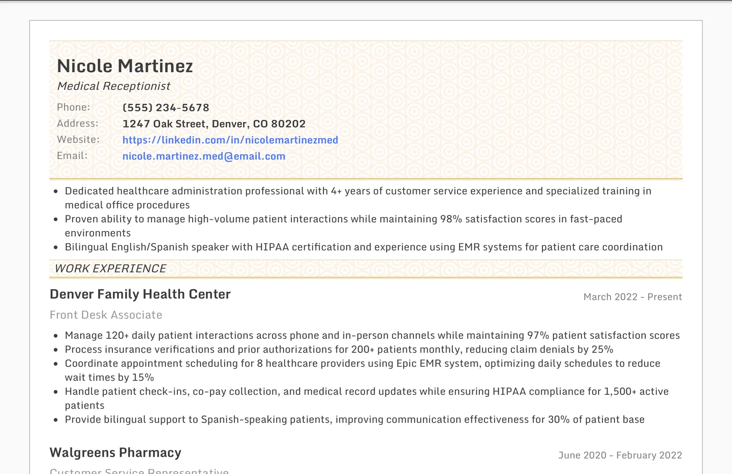 Medical Receptionist