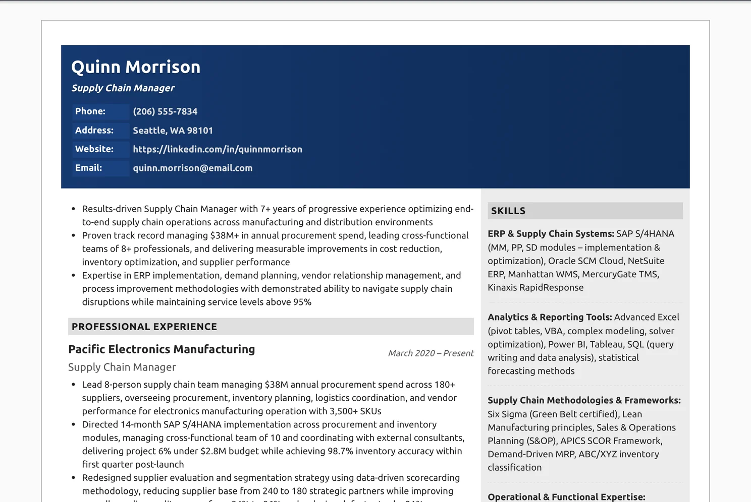 Supply Chain Manager