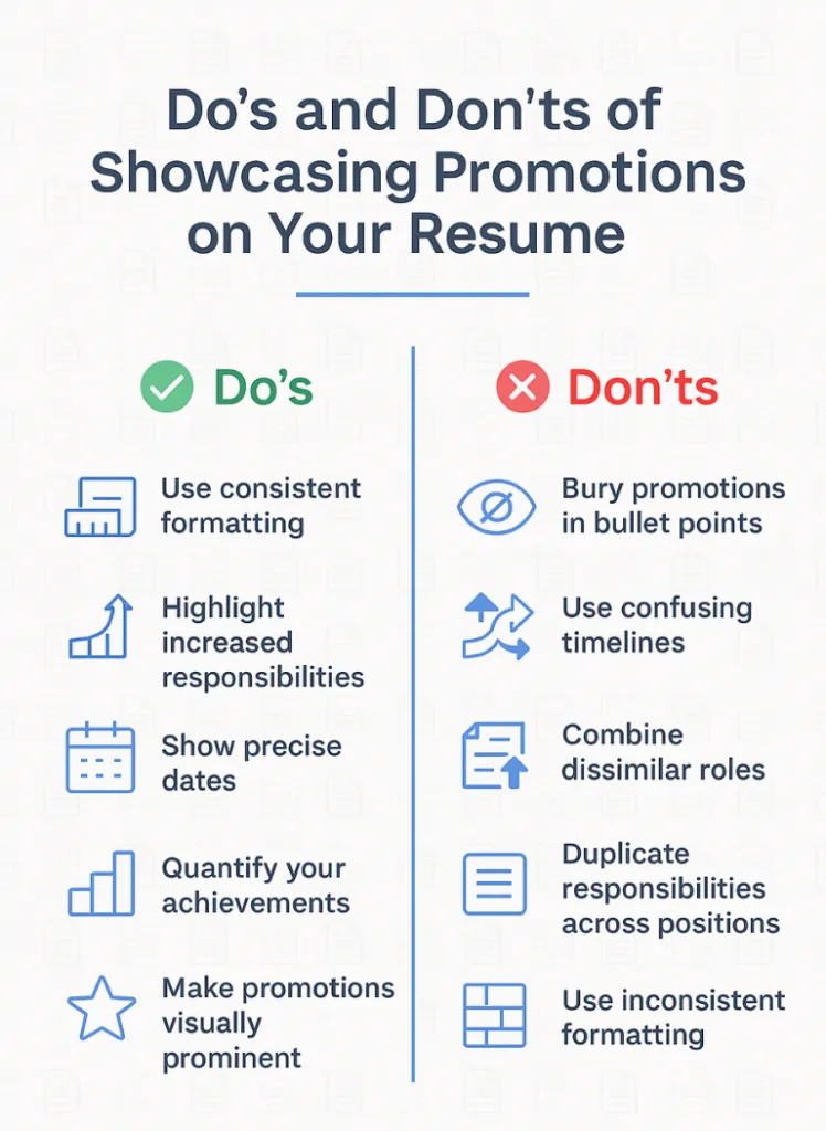 Do's and Don'ts for Showcasing Promotions on your Resume - Resumonk