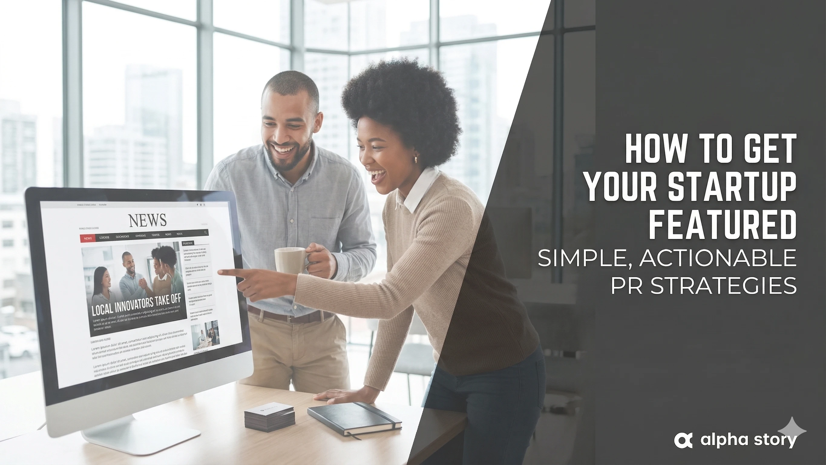 Startup founder writing a media pitch email on a laptop