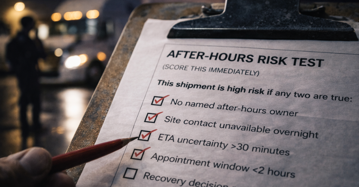 After hours freight risk test