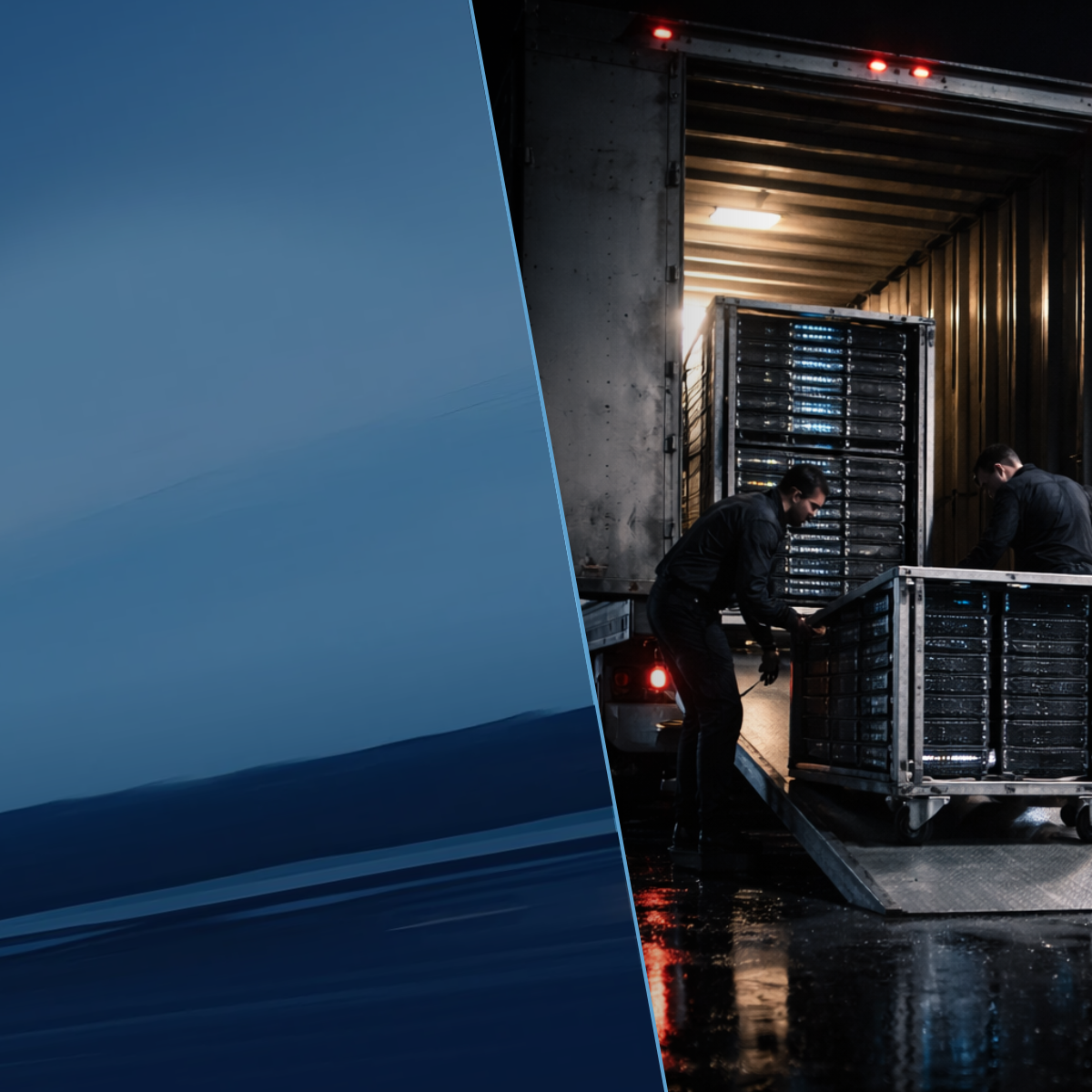 Two drivers loading ITAD disposal equipment