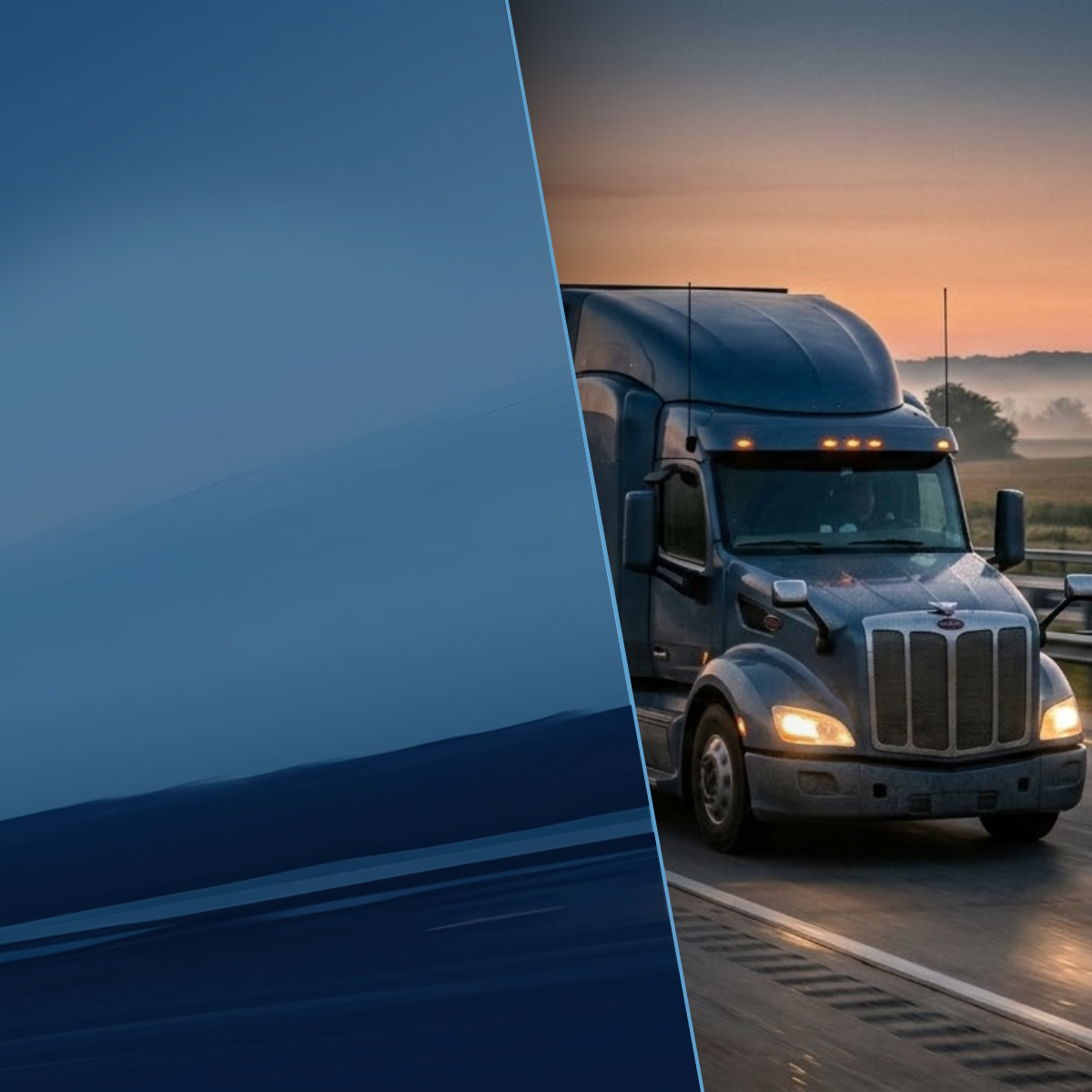 truckload semi truck hauling freight on interstate highway at sunrise representing the truckload spot freight market