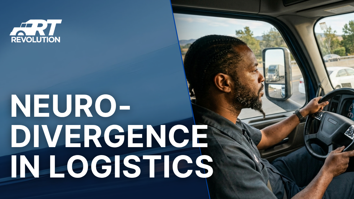 Truck driver scanning the road from the cab of a commercial vehicle, demonstrating the continuous environmental awareness that neurodivergent professionals often excel at in trucking