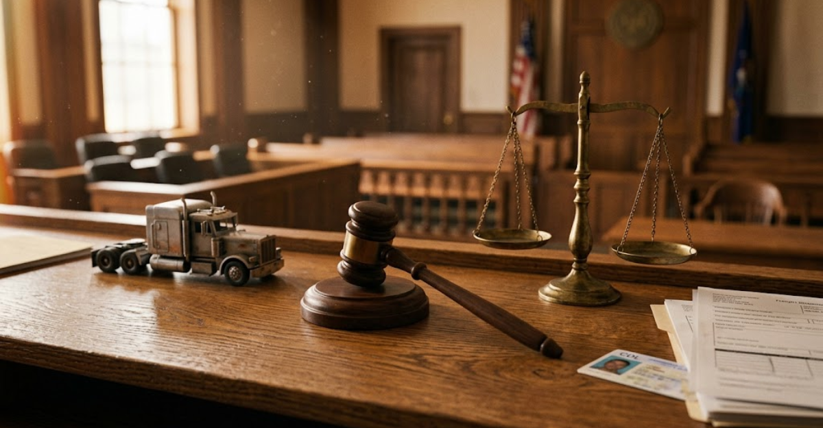 Gavel on a courtroom bench representing nuclear verdicts in trucking litigation, where jury awards now average more than 51 million dollars.