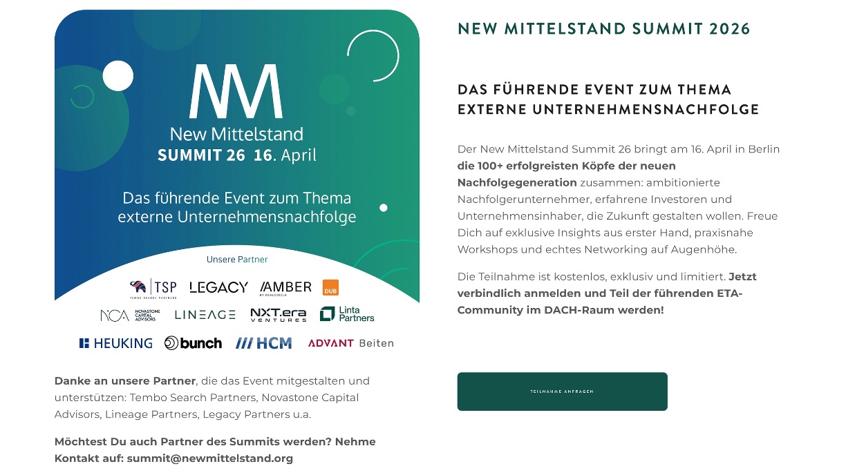 New Mittelstand Summit am 16. April in Berlin