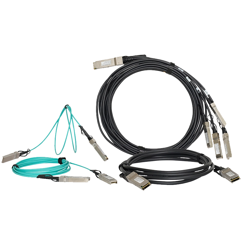Collage of direct attach and active optical cables