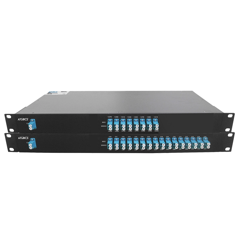 Two MUX DEMUX devices stacked on top of each other