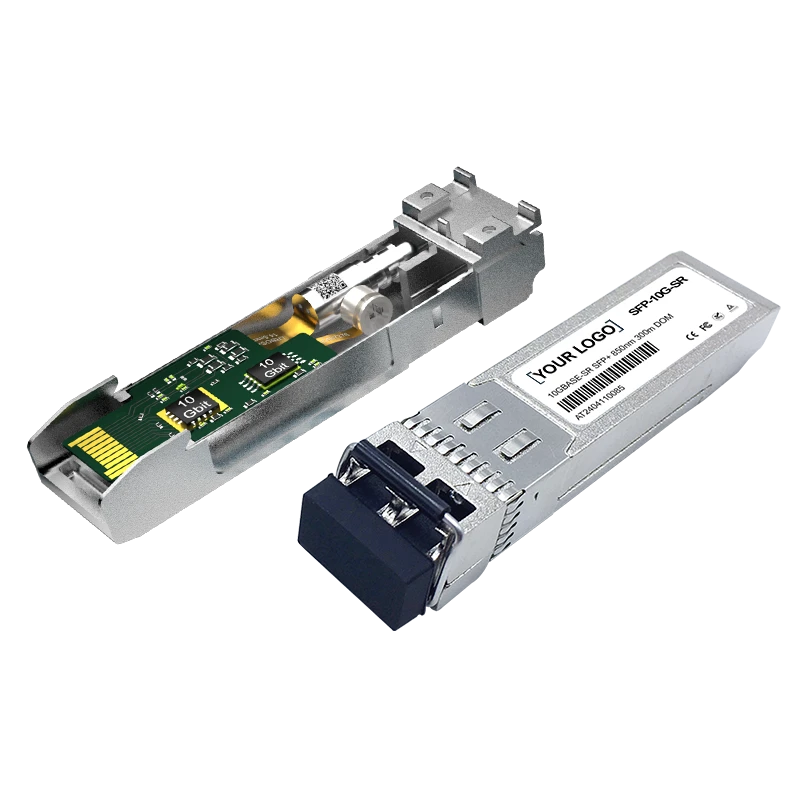 SFP transceiver showing the outer casing and internal components