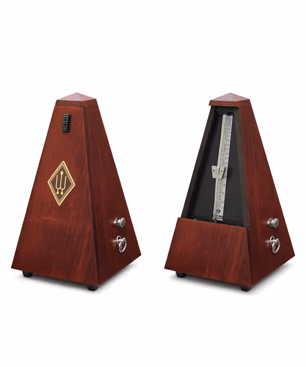 MÄLZEL MAHOGNYBETSAD MED KLOCKA METRONOM[WIT811M]