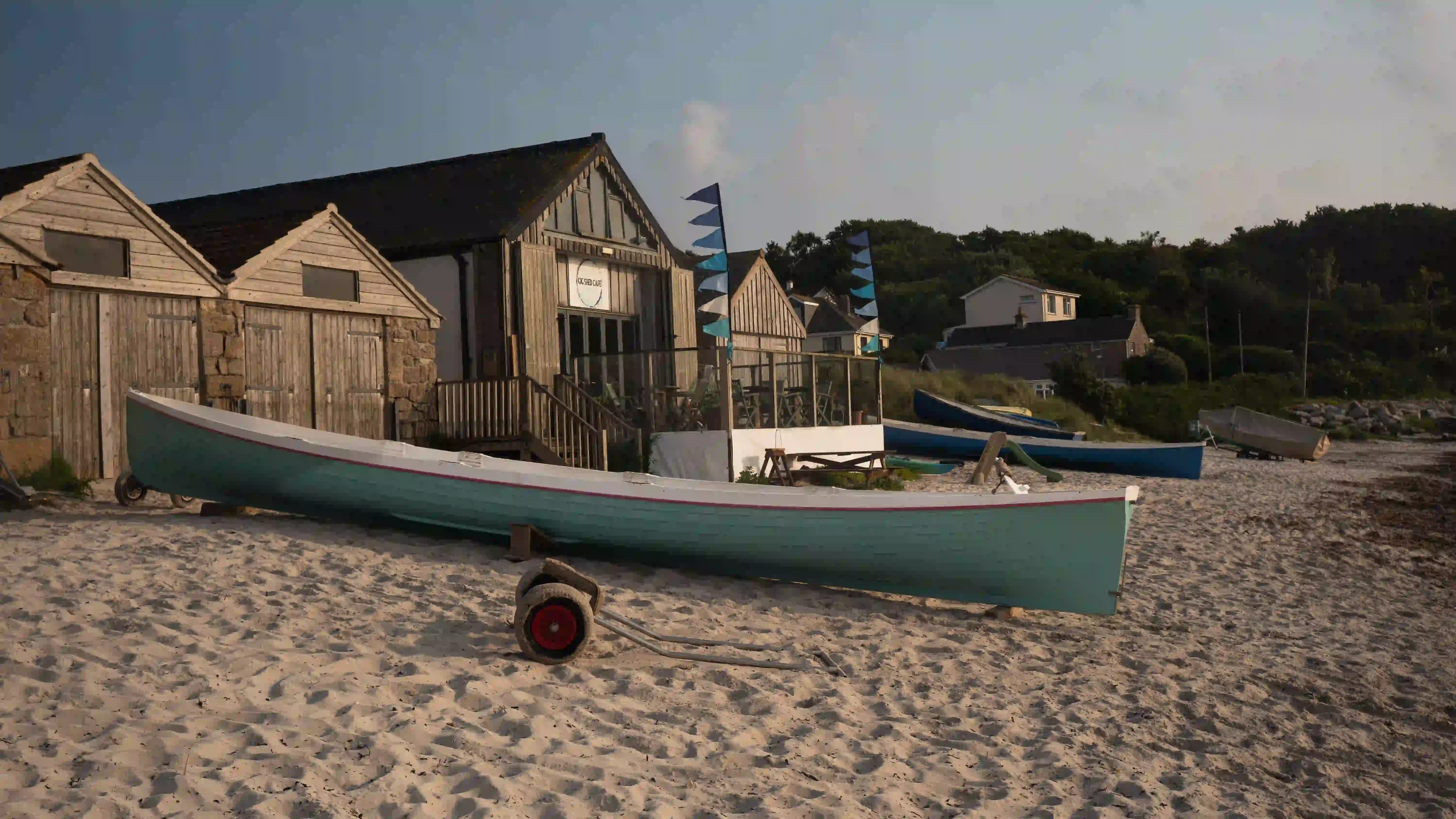 A gig Boat outside in the sunshine Isles of Scilly