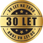 Logo ABUS s textem "30 let na trhu", symbolizující dlouholeté partnerství a zkušenosti