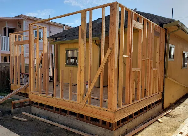 Wood framing added for home renovation project