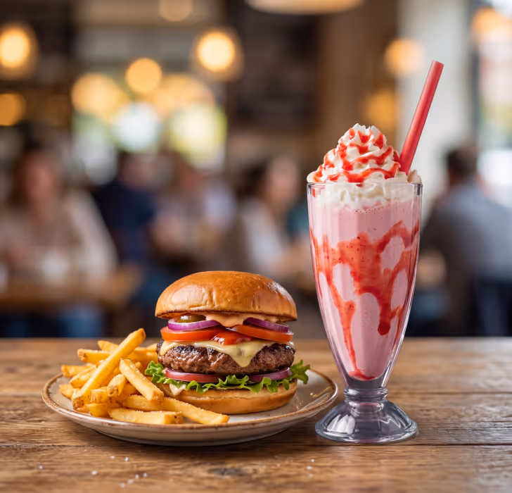 Milchshake als Beilage zum Burger-Menu