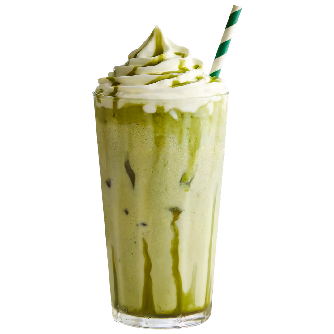 Ein zubereiteter Matcha Frappé 