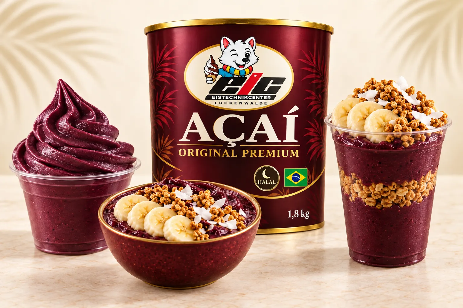 Açaí Original Premium von Eistechnikcenter – Dose und Becher
