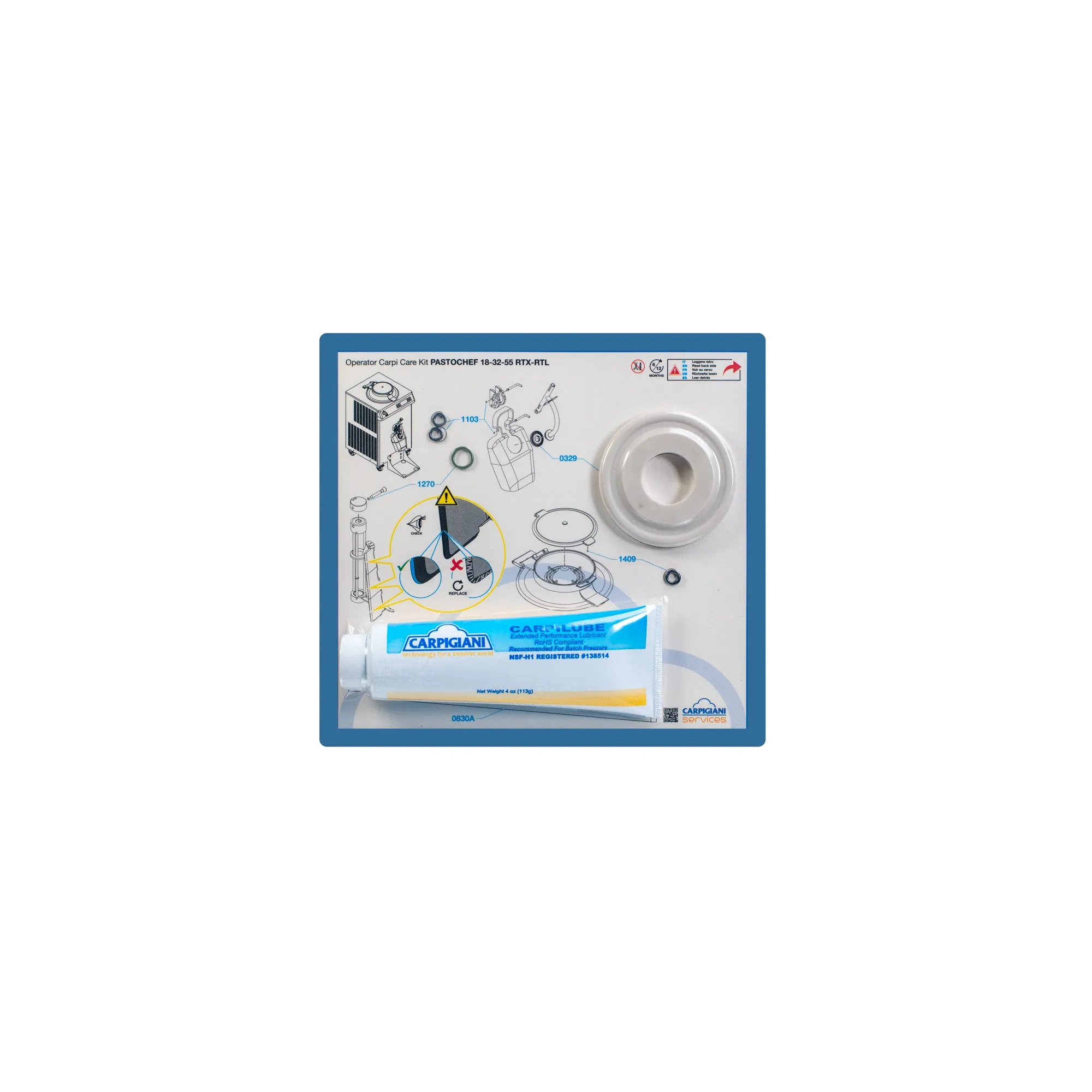Carpigiani Care Kit – cream cookers, Pastocrema, Pastochef 18, 32, 55 DGT, RTX, RTL