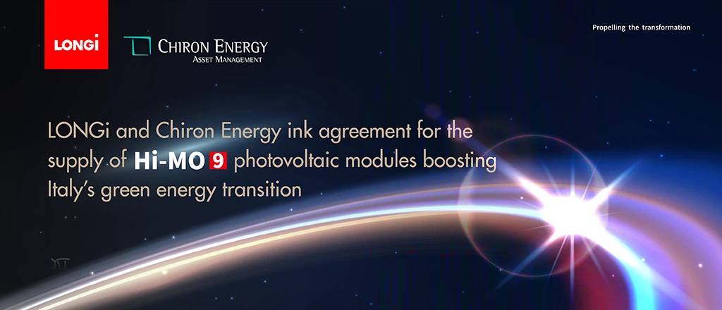 LONGi and Chiron Energy ink agreement for the supply of Hi-MO 9 photovoltaic modules boosting Italy’s green energy transition