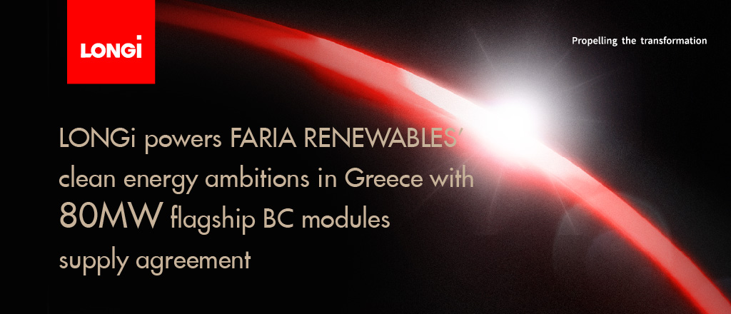 LONGi impulsiona as ambições de energia limpa da FARIA RENEWABLES na Grécia com um acordo de fornecimento de módulos BC emblemáticos de 80MW 