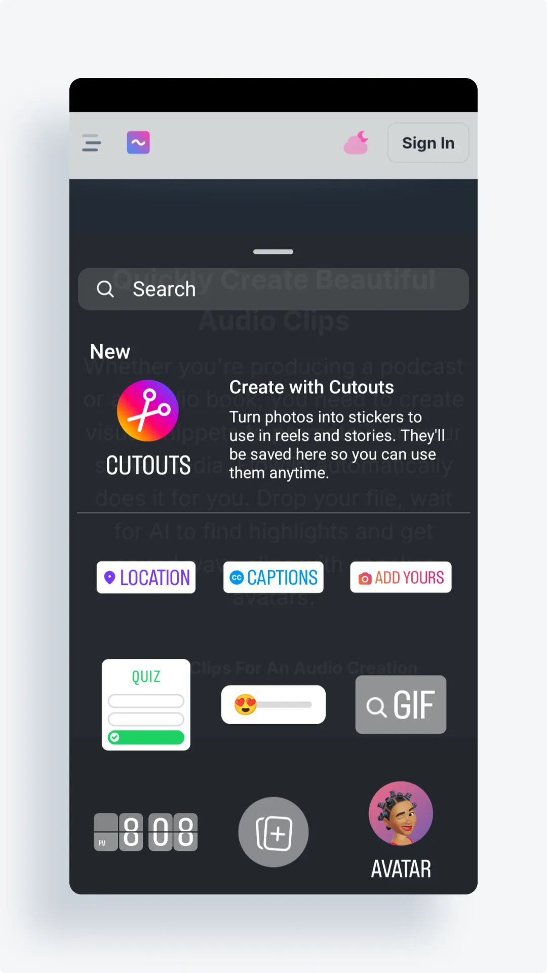 Open Instagram Reel Add Stickers