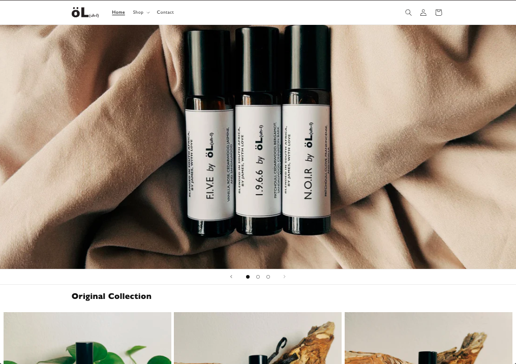 öL oils, Shopify ecommerse website I build for them.
