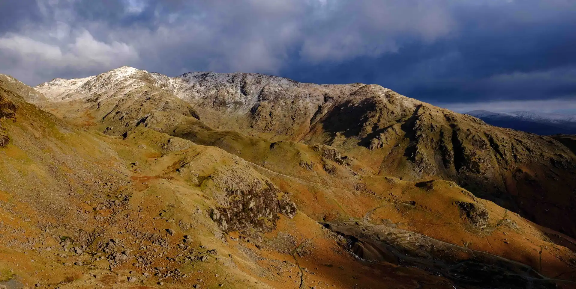 Lake District Mountains from Coniston Old Man in the English Lake District