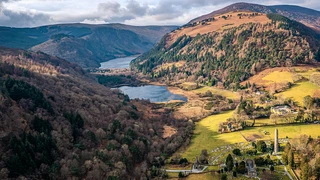 Glendalough valley and Upper Lake on the Wicklow Way in County Wicklow.