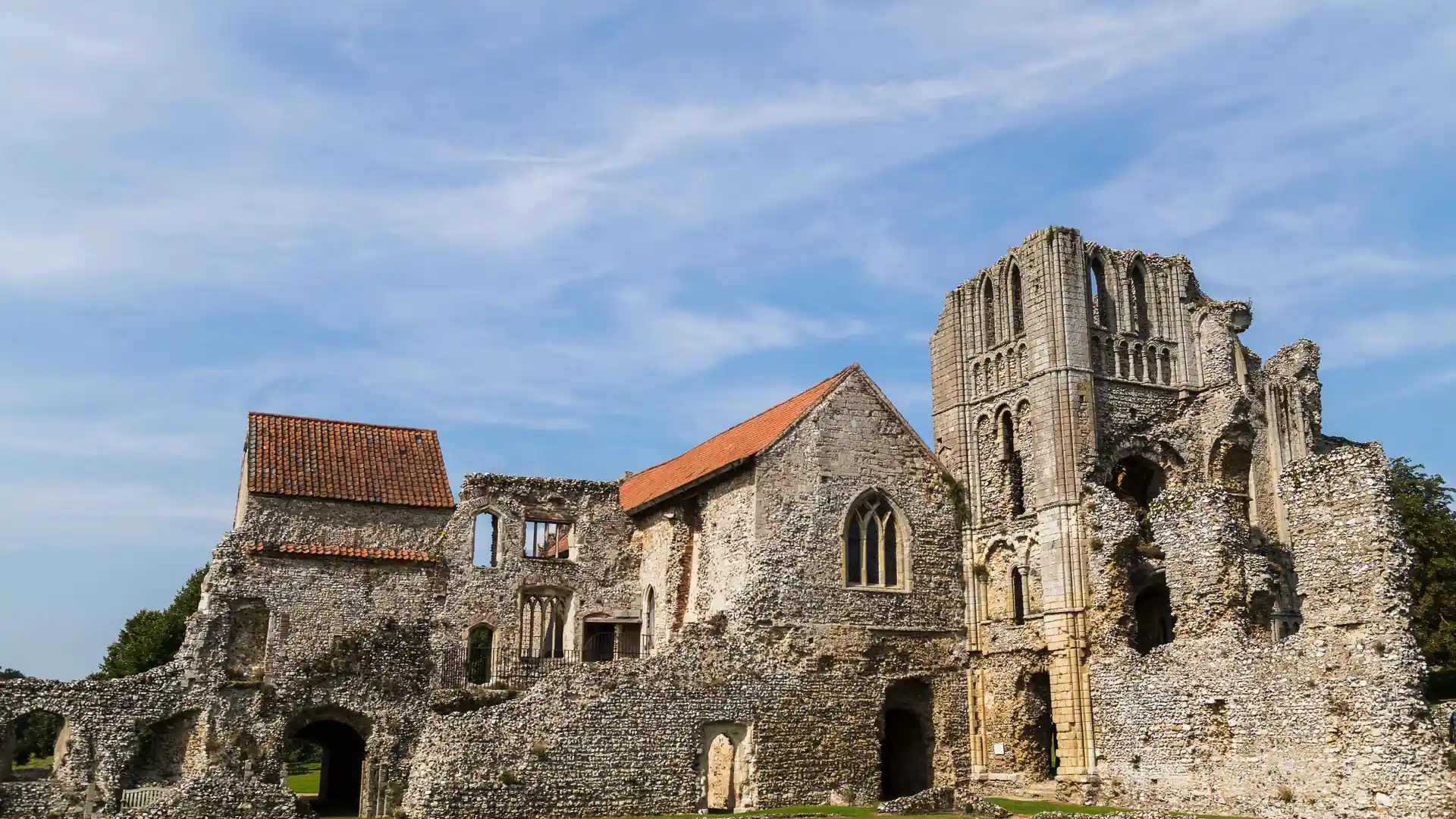 Ruins of Castle Acre Priory in Norfolk, a historic site along the Peddars Way.