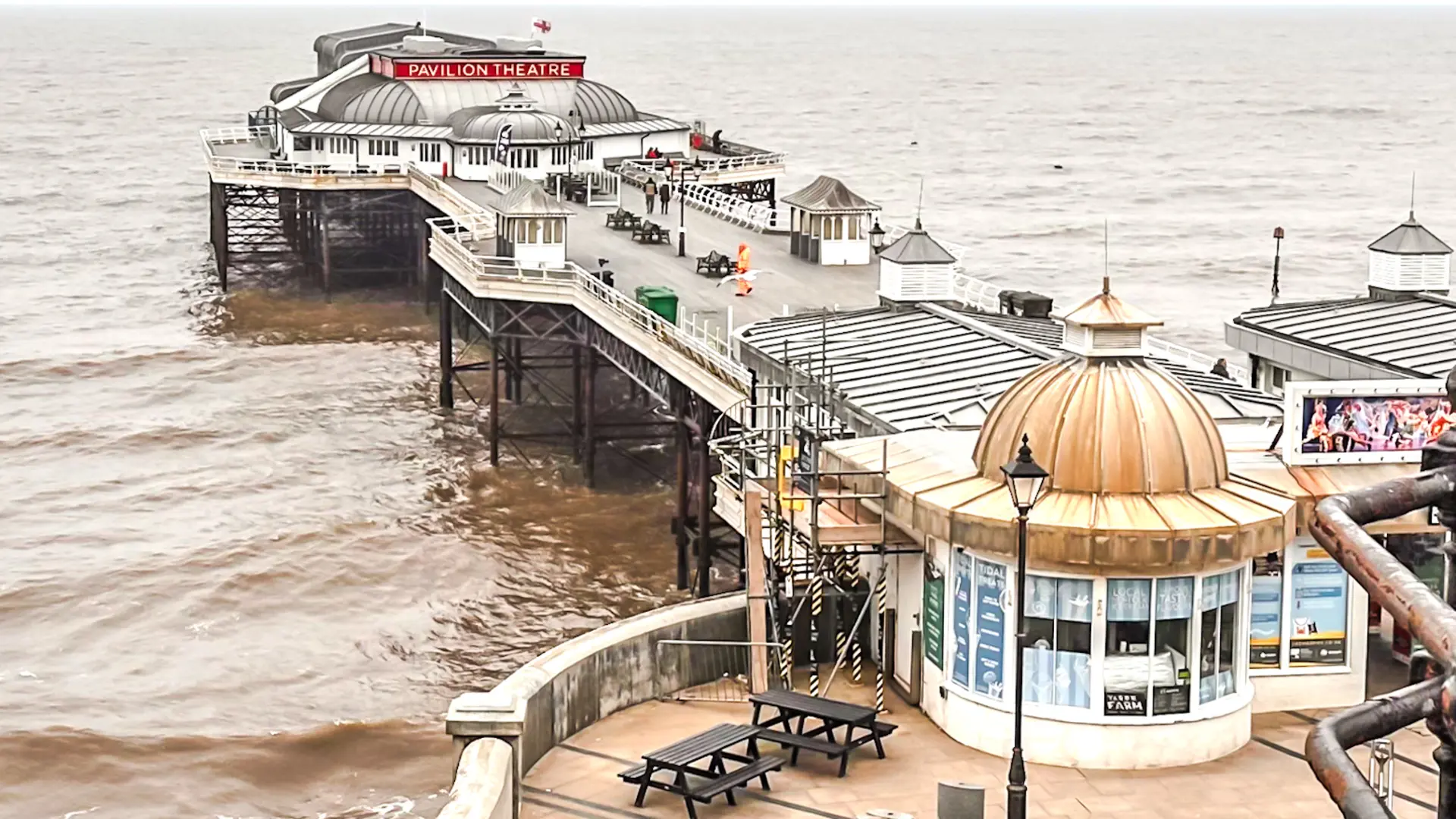Cromer Pier in Norfolk extending into the North Sea with beach and seafront views.