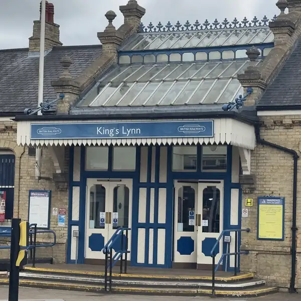 King's Lynn railway station in Norfolk, a key transport hub for travellers arriving for or departing from the Peddars Way.