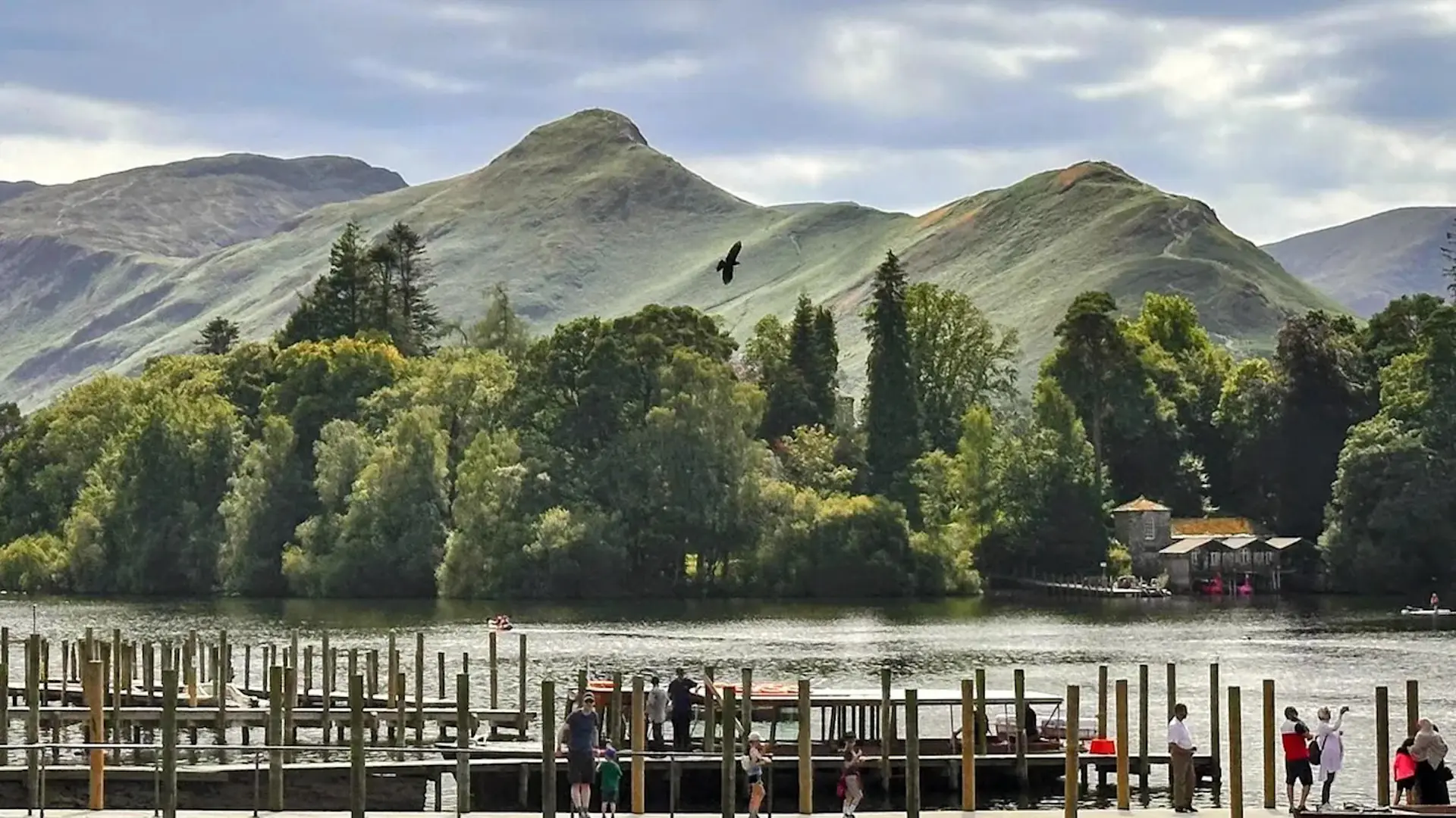 View across Derwentwater towards Catbells in the Lake District, a highlight of the Cumbria Way route.