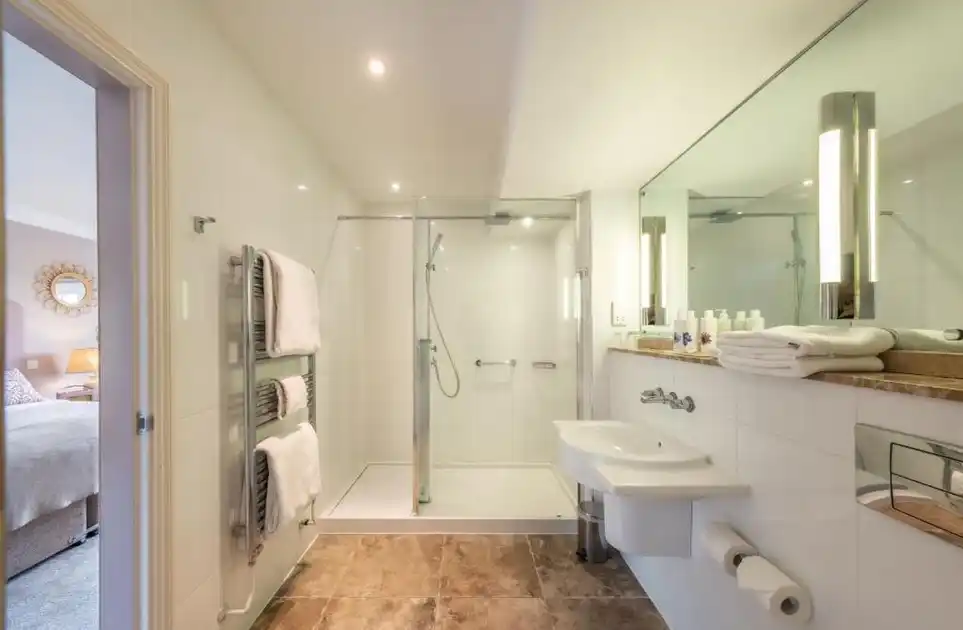 Shower room at The Crown Inn in Stoke-by-Nayland.