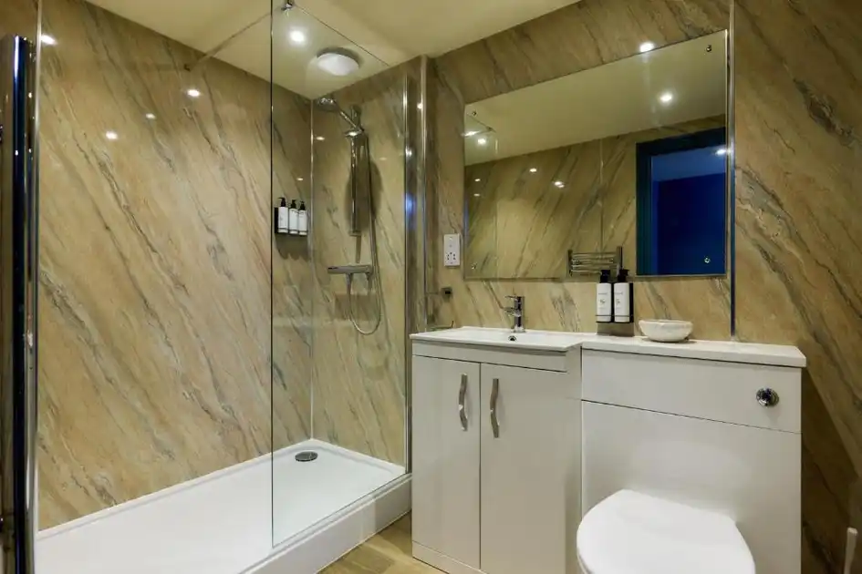Shower room at the Le Strange hotel, Norfolk