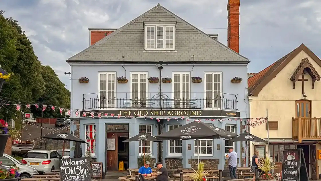 The Old Ship Aground in Minehead, a historic harbour-side inn at the start of the South West Coast Path in Somerset.
