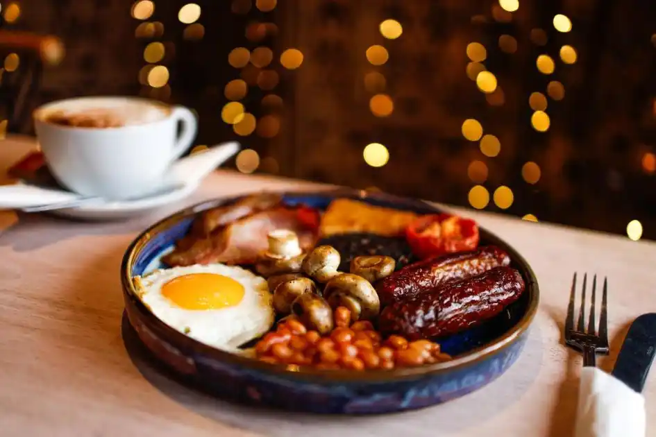Breakfast served at The Old Ship Aground in Minehead.
