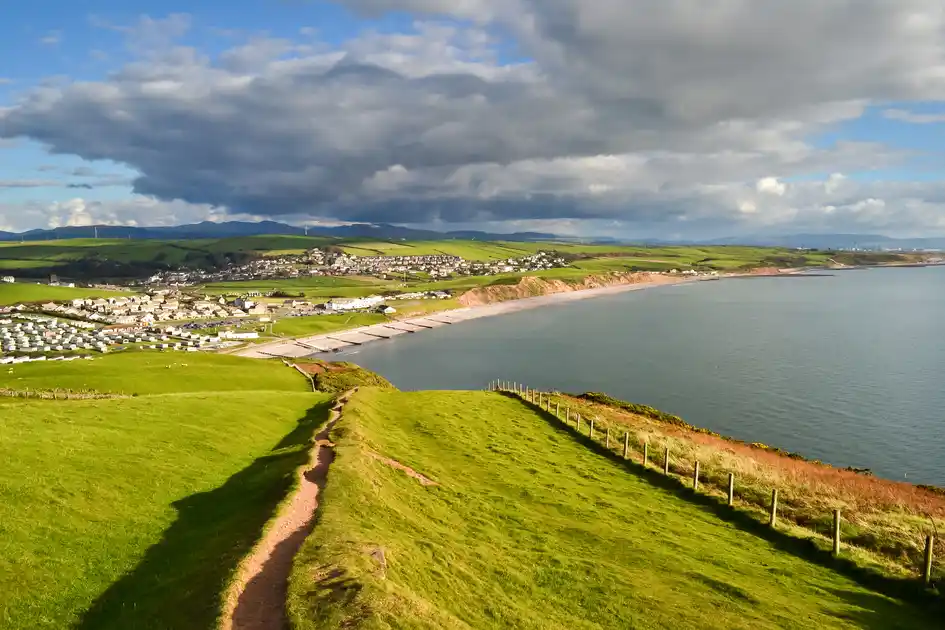 Coastal path above St Bees and the Irish Sea on the Cumbrian coast
