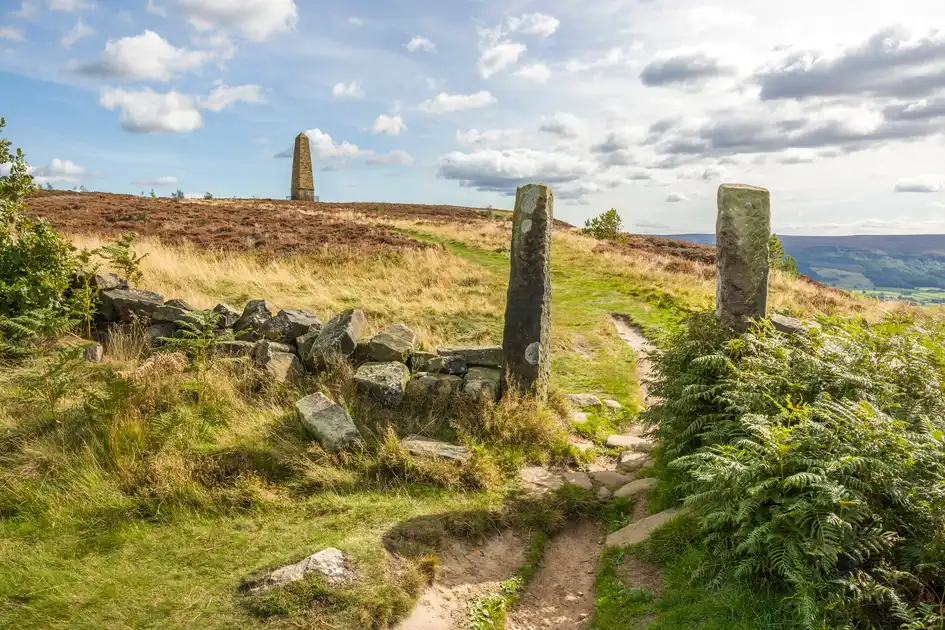 Path across Easby Moor towards Captain Cook's Monument in the North York Moors National Park.